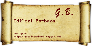 Géczi Barbara névjegykártya